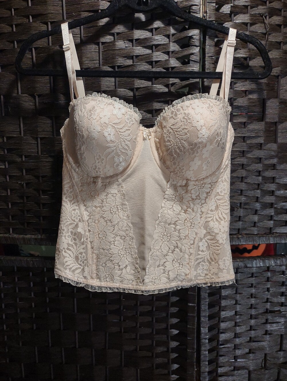 Dynashape Intima Daimond Lined Balconette Longline Bustier Bra Sz 36C
